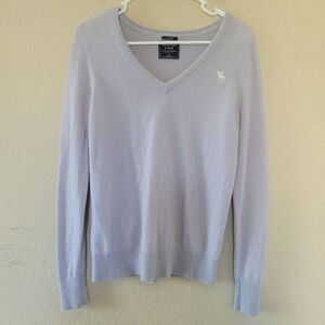 Abercrombie & Fitch 100% Cashmere Sweater Size Small VNeck Purple Preppy y2k Euc